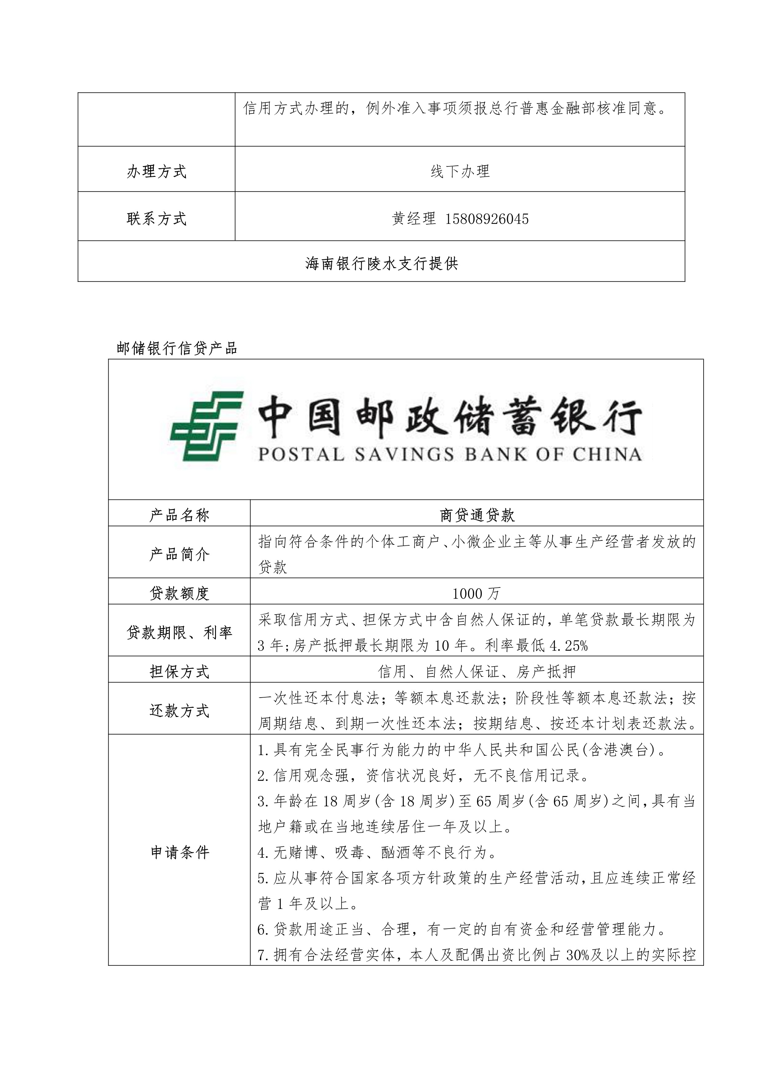 人民银行陵水县支行联合辖区各银行机构发布个体工商户金融信贷产品